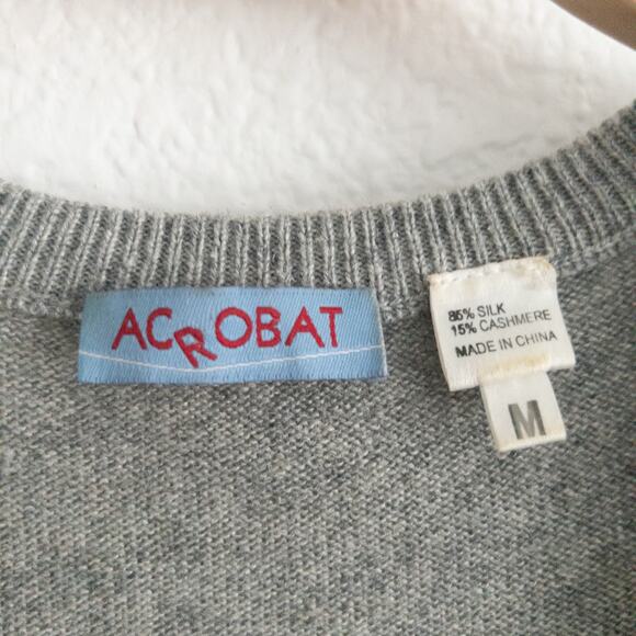 Acrobat Gray Silk and Cashmere Pullover Sweater Size Medium - Picture 4 of 4